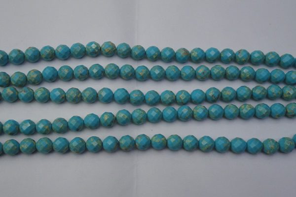 CDE2151 15.5 inches 8mm faceted round dyed sea sediment jasper beads