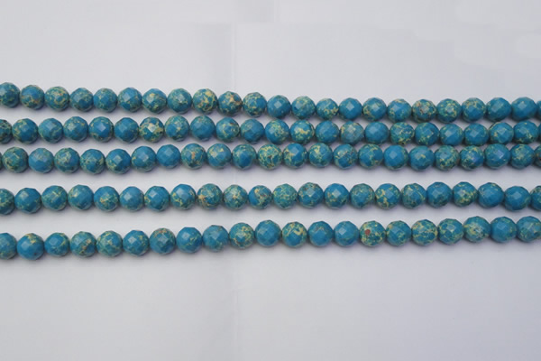 CDE2160 15.5 inches 6mm faceted round dyed sea sediment jasper beads