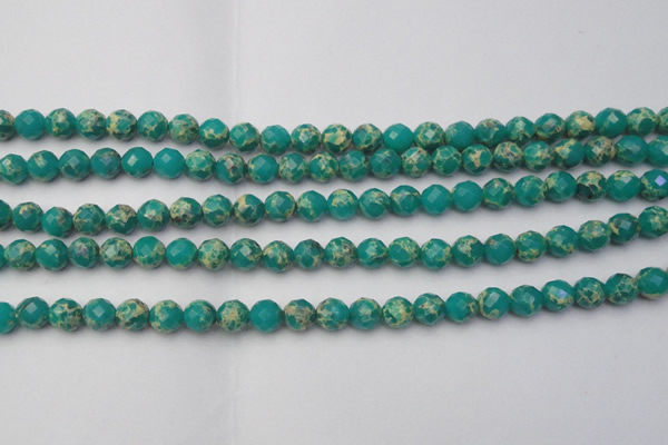 CDE2170 15.5 inches 6mm faceted round dyed sea sediment jasper beads