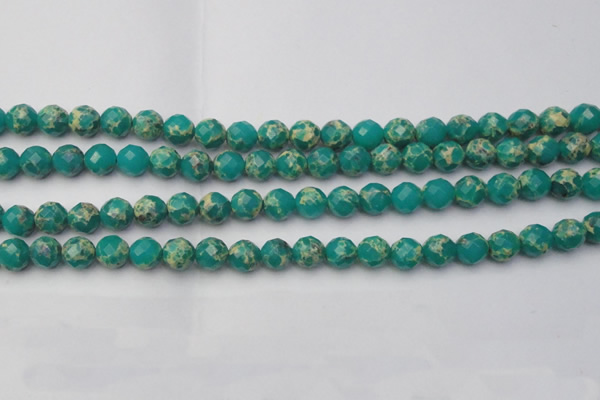 CDE2172 15.5 inches 10mm faceted round dyed sea sediment jasper beads