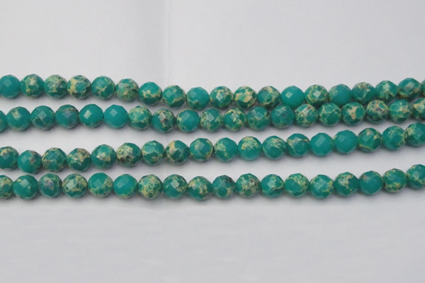 CDE2173 15.5 inches 12mm faceted round dyed sea sediment jasper beads