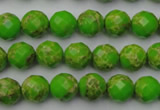 CDE2180 15.5 inches 6mm faceted round dyed sea sediment jasper beads