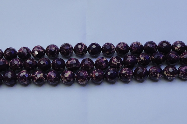 CDE2536 15.5 inches 16mm faceted round dyed sea sediment jasper beads