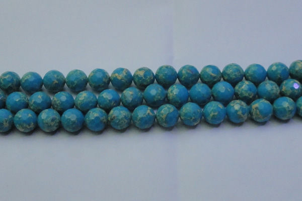 CDE2549 15.5 inches 14mm faceted round dyed sea sediment jasper beads