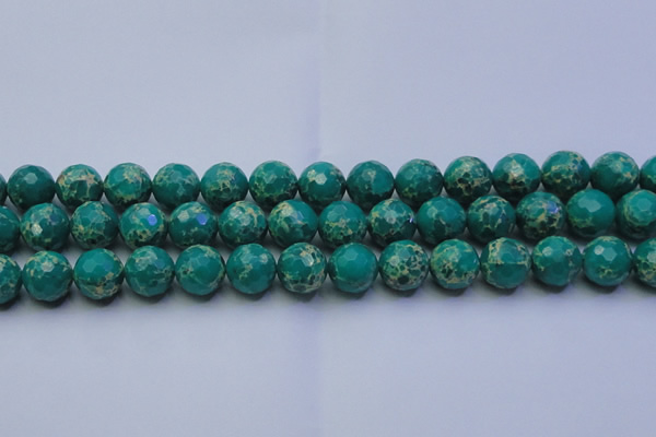 CDE2564 15.5 inches 14mm faceted round dyed sea sediment jasper beads