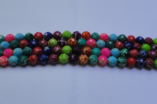 CDE2698 12mm faceted round mixed color sea sediment jasper beads
