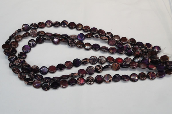 CDE405 15.5 inches 10mm flat round dyed sea sediment jasper beads