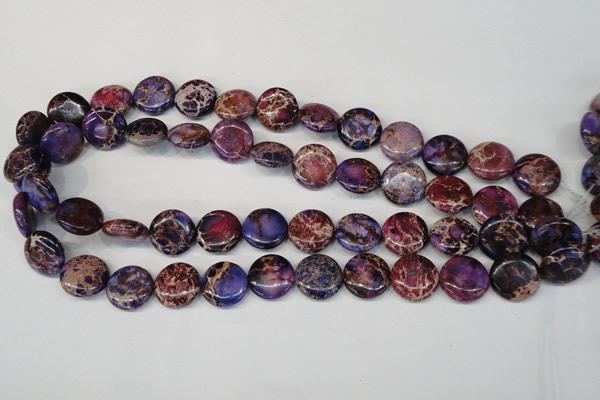 CDE408 15.5 inches 16mm flat round dyed sea sediment jasper beads