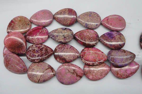 CDE480 15.5 inches 30*40mm flat teardrop dyed sea sediment jasper beads
