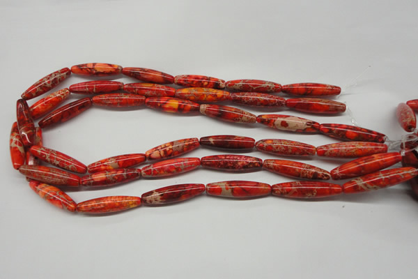 CDE513 15.5 inches 8*31mm rice dyed sea sediment jasper beads
