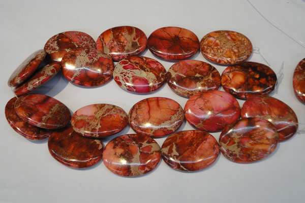 CDE536 15.5 inches 30*40mm oval dyed sea sediment jasper beads