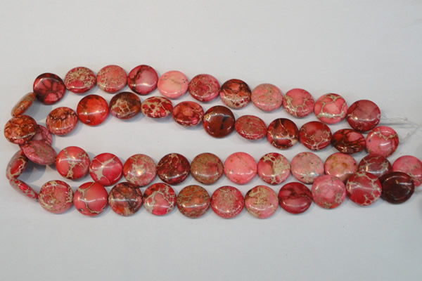 CDE655 15.5 inches 16mm flat round dyed sea sediment jasper beads
