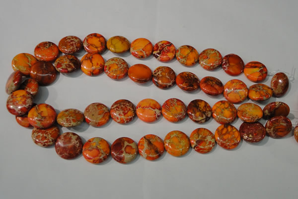 CDE757 15.5 inches 18mm flat round dyed sea sediment jasper beads
