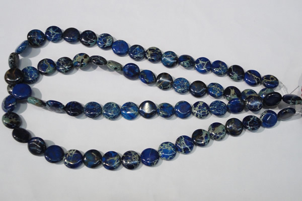 CDE906 15.5 inches 12mm flat round dyed sea sediment jasper beads