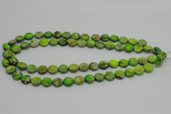 CDE91 15.5 inches 12mm flat round dyed sea sediment jasper beads