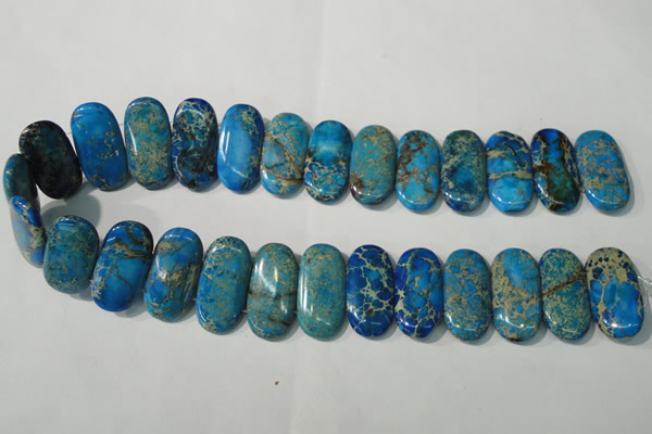 CDE917 15.5 inches 15*30mm oval double drilled dyed sea sediment jasper beads
