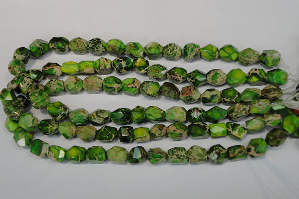 CDI155 15.5 inches 10*12mm faceted nugget dyed imperial jasper beads