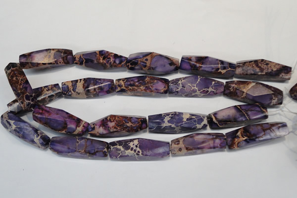 CDI386 15.5 inches 12*40mm faceted rice dyed imperial jasper beads