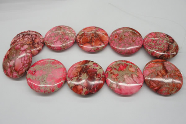 CDI661 15.5 inches 40mm flat round dyed imperial jasper beads