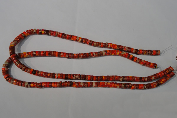 CDI733 15.5 inches 3*6mm heishi dyed imperial jasper beads