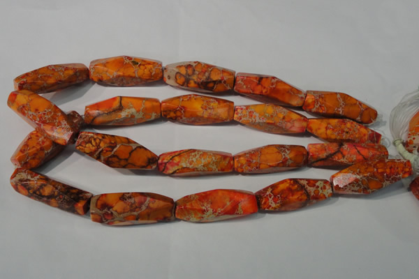 CDI745 15.5 inches 13*42mm faceted rice dyed imperial jasper beads