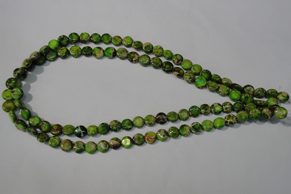 CDI935 15.5 inches 8mm flat round dyed imperial jasper beads