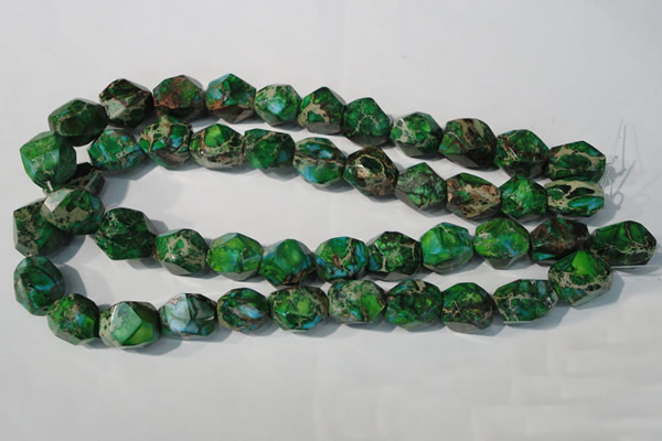 CDI964 15.5 inches 14*17mm faceted nuggets dyed imperial jasper beads