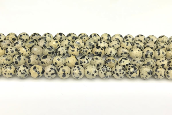 CDM101 15 inches 8mm faceted round dalmatian jasper beads