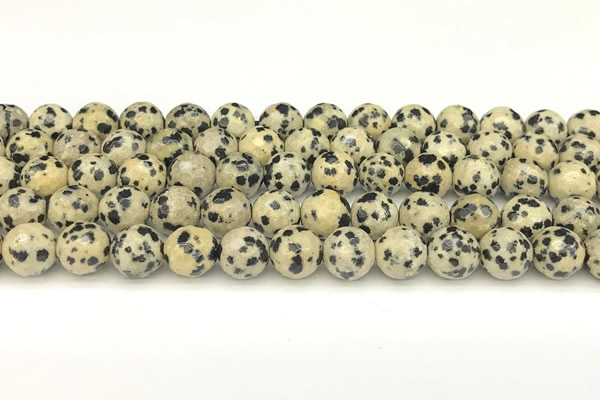 CDM102 15 inches 10mm faceted round dalmatian jasper beads