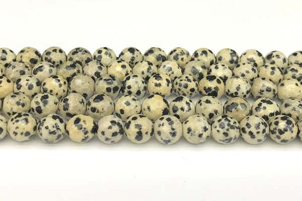 CDM103 15 inches 12mm faceted round dalmatian jasper beads