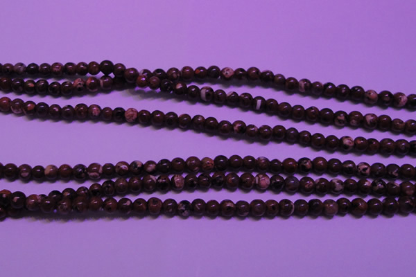 CDM50 15 inches 4mm round strawberry dalmatian jasper beads