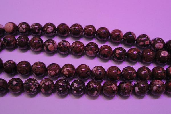 CDM54 15 inches 12mm round strawberry dalmatian jasper beads