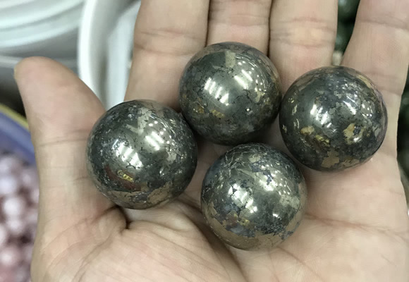 CDN09 25mm round pyrite gemstone decorations wholesale