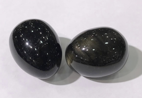 CDN1375 35*45mm egg-shaped golden obsidian decorations wholesale
