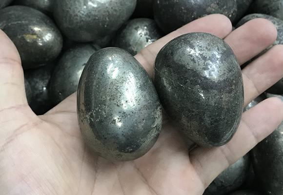 CDN31 38*50mm egg-shaped pyrite gemstone decorations wholesale