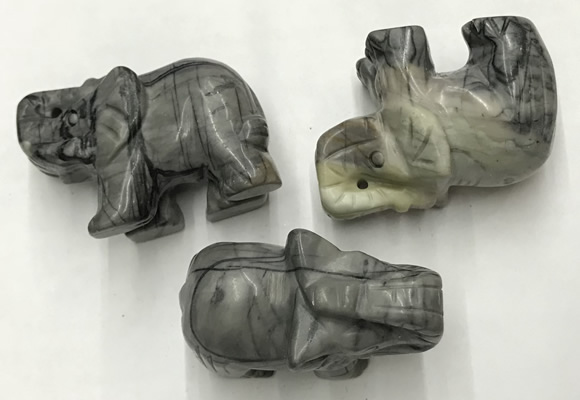 CDN410 25*50*35mm elephant black water jasper decorations wholesale