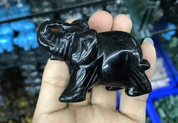 CDN519 33*65*45mm elephant black agate decorations wholesale