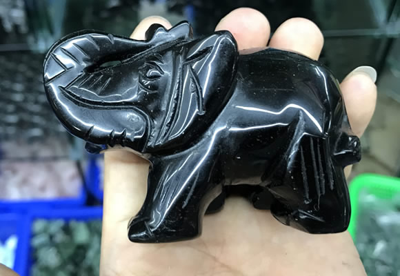 CDN537 35*80*55mm elephant black agate decorations wholesale