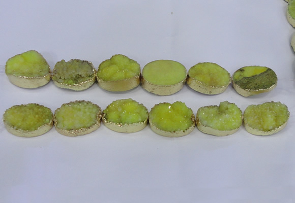 CDQ501 20*30mm - 22*30mm oval druzy quartz beads wholesale