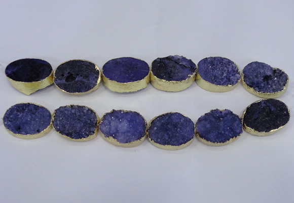 CDQ502 20*30mm - 22*30mm oval druzy quartz beads wholesale