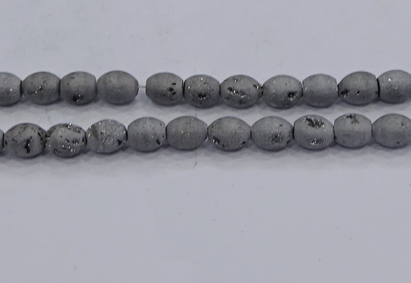 CDQ620 8 inches 10*12mm rice druzy quartz beads wholesale