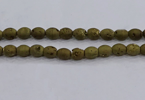 CDQ621 8 inches 10*12mm rice druzy quartz beads wholesale