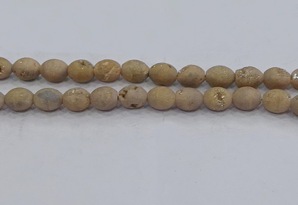 CDQ622 8 inches 10*12mm rice druzy quartz beads wholesale