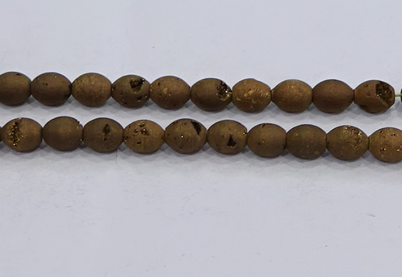 CDQ623 8 inches 10*12mm rice druzy quartz beads wholesale