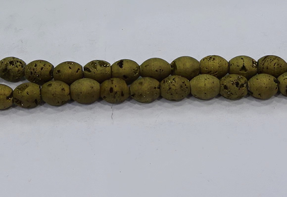 CDQ636 8 inches 12*14mm rice druzy quartz beads wholesale