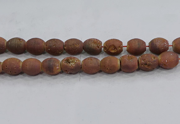 CDQ637 8 inches 12*14mm rice druzy quartz beads wholesale