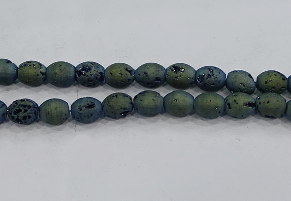 CDQ640 8 inches 12*14mm rice druzy quartz beads wholesale