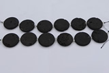 CDQ682 8 inches 30mm flat round druzy quartz beads wholesale
