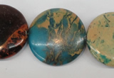 CDS33 15.5 inches 30mm flat round dyed serpentine jasper beads