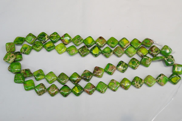 CDT122 15.5 inches 12*12mm diamond dyed aqua terra jasper beads